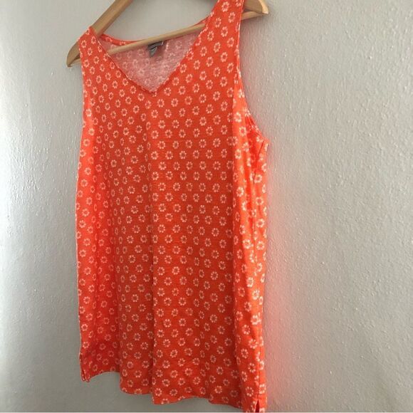 J Jill linen v-neck sleeveless orange tank top woman’s XS ditzy floral - Picture 6 of 6